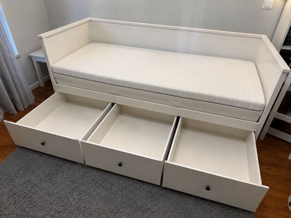 Cama individual/ dupla c/ 3 gavetas branca 80x200cm