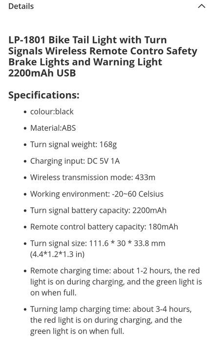 Farolim traseiro para bicicleta novo