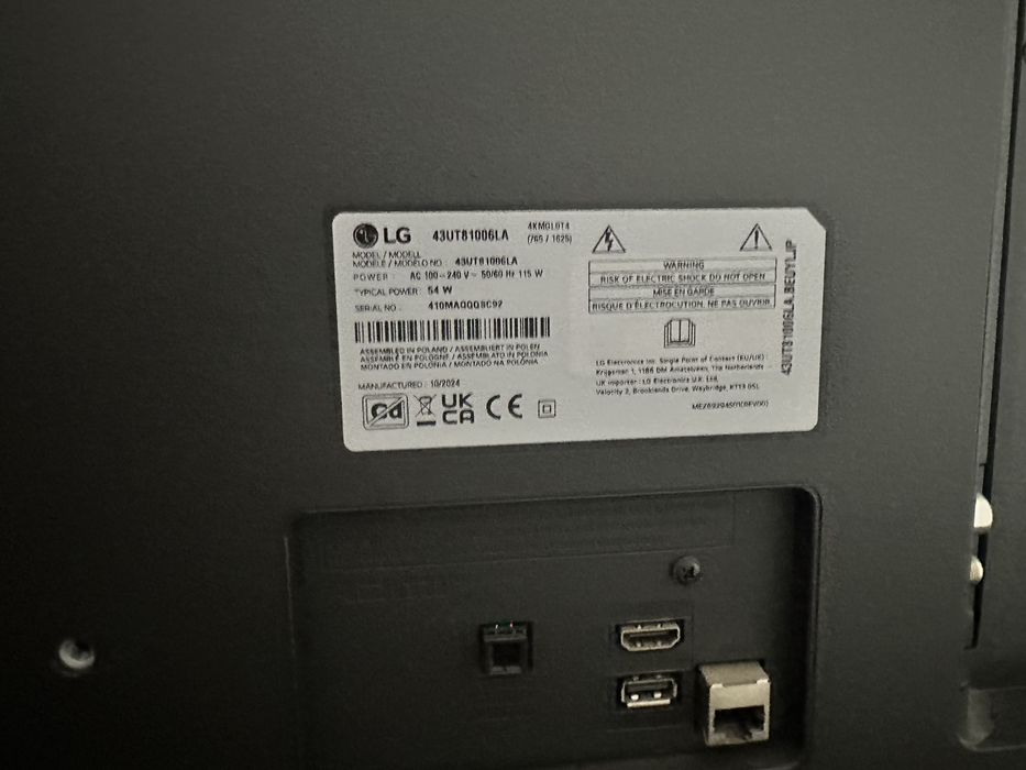 TV LG 43” 4K UHD Smart TV – Modelo 43UT81006LA