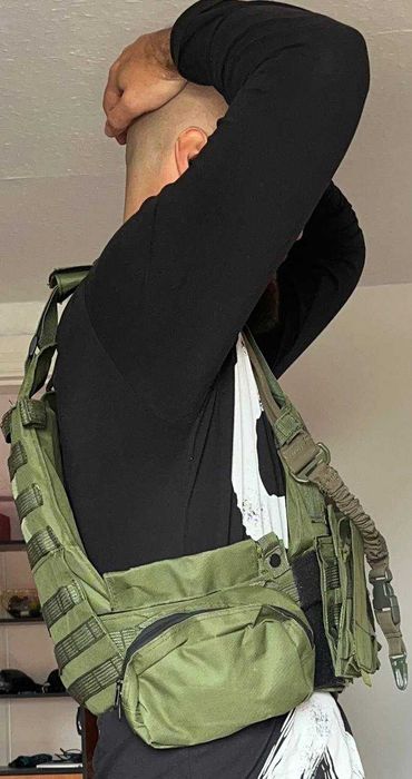 Kamizelka taktyczna typu plate carrier | olive | airsoft / ASG | MOLLE | zestaw
