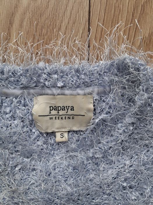 Sweter damski młodzieżowy 34 X S 36 S błękitny włochaty