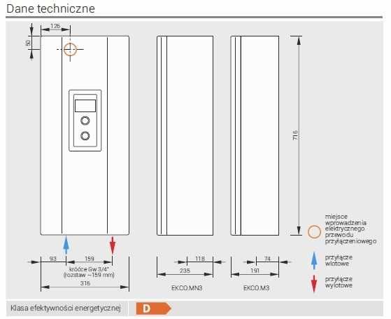 Elektryczny kocioł  EKCO.MN3-12/16/20/24.PL  KOSPEL - od ręki