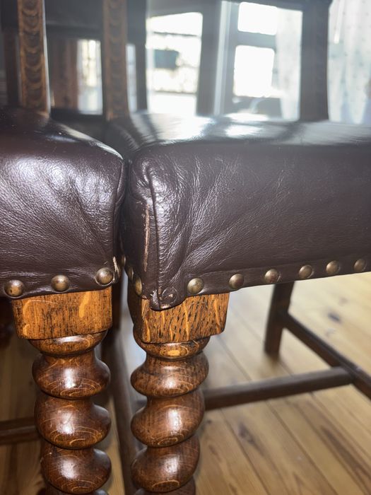 Sprzedam 3 krzesła skóra drewno