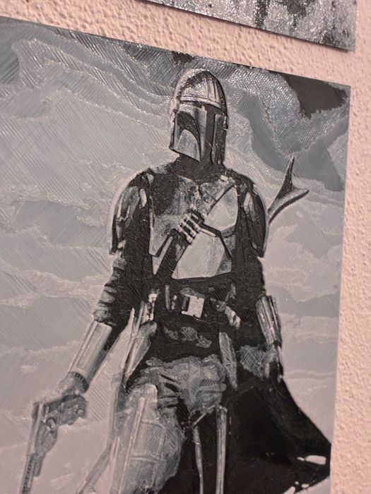 Quadro Decorativo Mandalorian & Grogu - Relevo 3D Exclusivo (20cm)