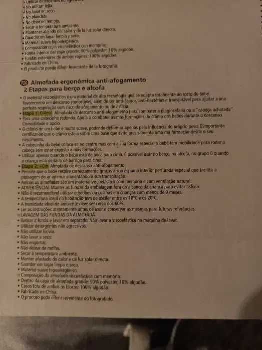 2 Almofadas bebé anti plagiocefalia"cabeça achatada" e anti asfixia
