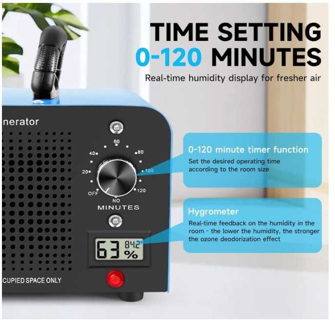 Profesjonalny generator ozonu 60000mg/h timer i wyświetlacz Zilchx