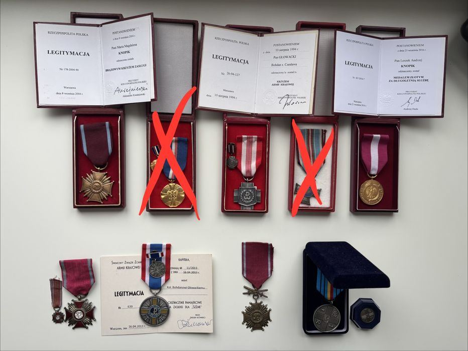 Odznaczenia, odznaki, legitymacja