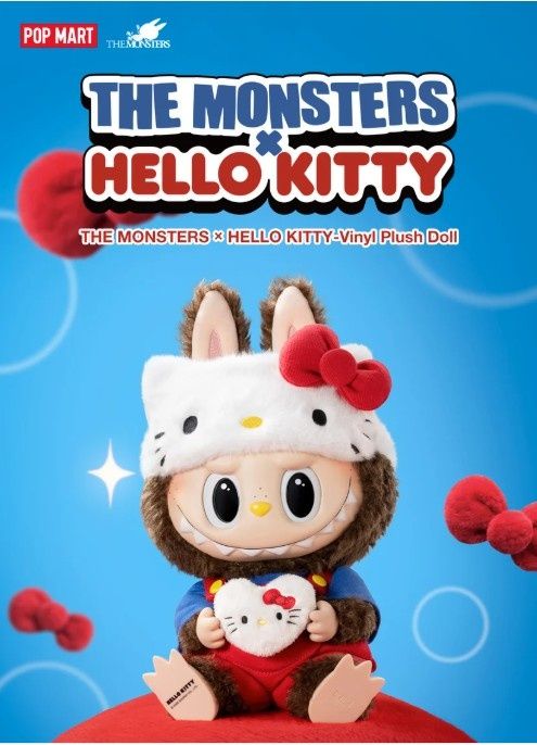 Pop Mart The Monsters Labubu x Hello Kitty Winylowa Pluszowa Lalka 38cm! Nowa Oryginalna
