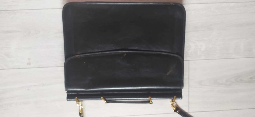 Luksusowa czarna aktówka ze skóry