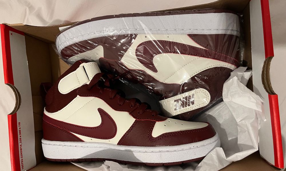 Nike Court Borough Mid 2 GS Deep Burgundy / Sail – Tamanho 38.5 – Novas c/ Caixa