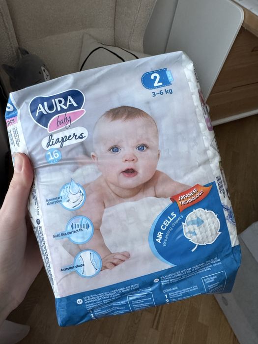 Підгузки Aura baby diapers 3-6 kg 2 упаковки