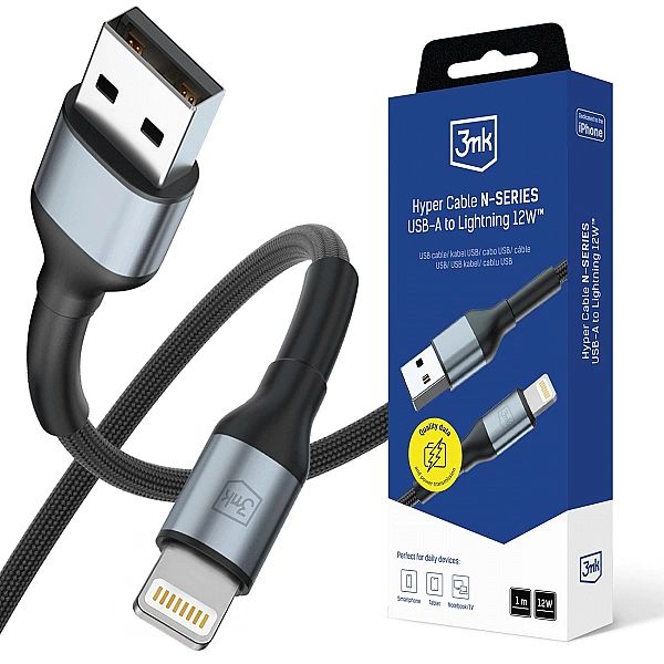 Kabel 3mk Hyper 3mk Hyper Cable N-SERIES USB-A / Lightning 1m 5V/2.4A