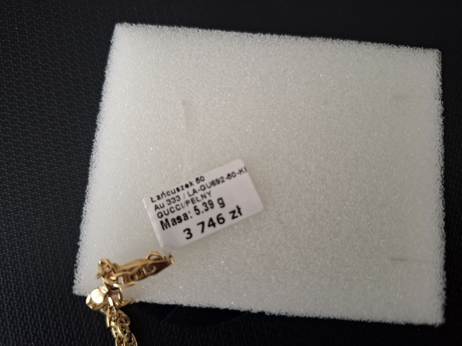 Nowy złoty łańcuszek, splot gucci, waga 5,39g,  próba 333,