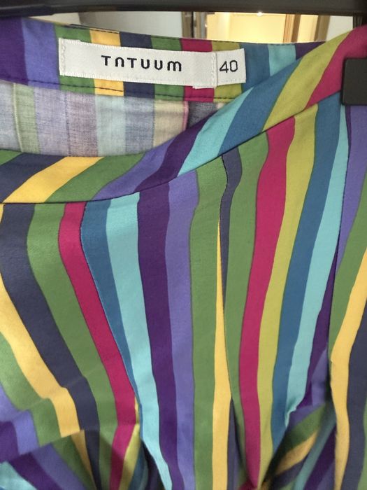 Spodnica midi 40 Tatuum w kolorowe paski idealny stan bawelna