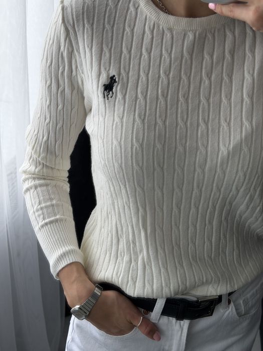 Жіночий светр, білий светр ralph lauren, светр косичка