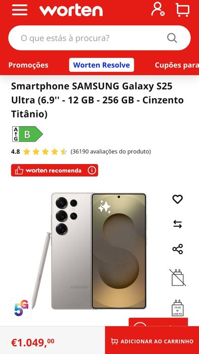 Samsung S25 Ultra 256 GB novo