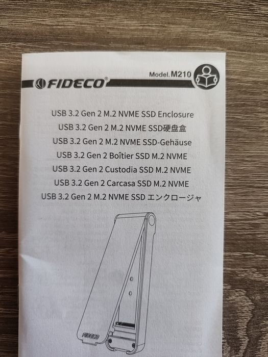 Карман (бокс) для SSD FIDECO M210CP USB 3.2 Gen 2 NVMe 10Gbps (USB-C)