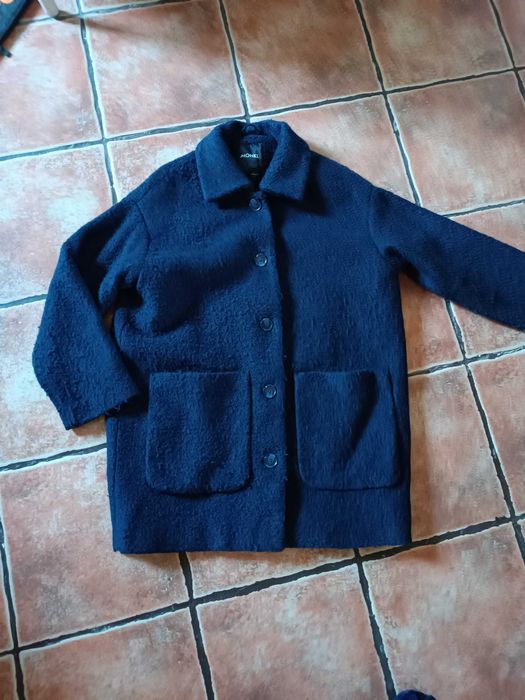 Kurtka granatowa Monki M boucle duże kieszenie