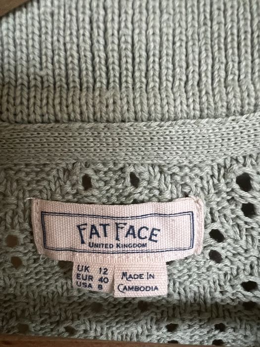 Ażurowy miętowy zielony sweterek z kołnierzem fat face 40 L