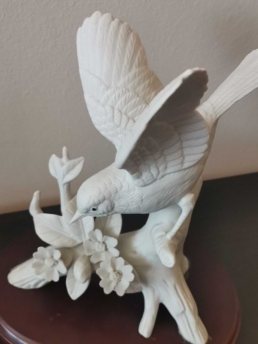 Figurka ceramiczna - Ptaszek na gałęzi - Vintage