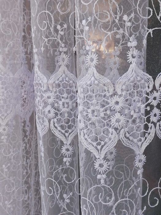 FIRANKA z metra 3 rzędy haftu wys 280 cm biała ,haftowana,turecka