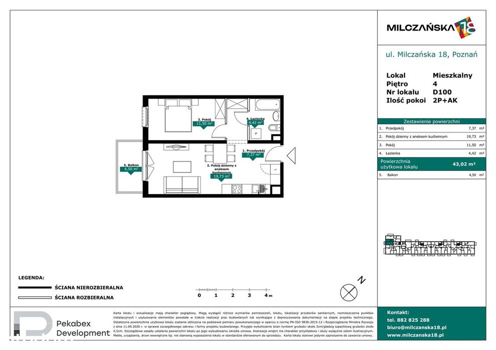 2-pokojowe mieszkanie 43 m² + balkon - Widok 2