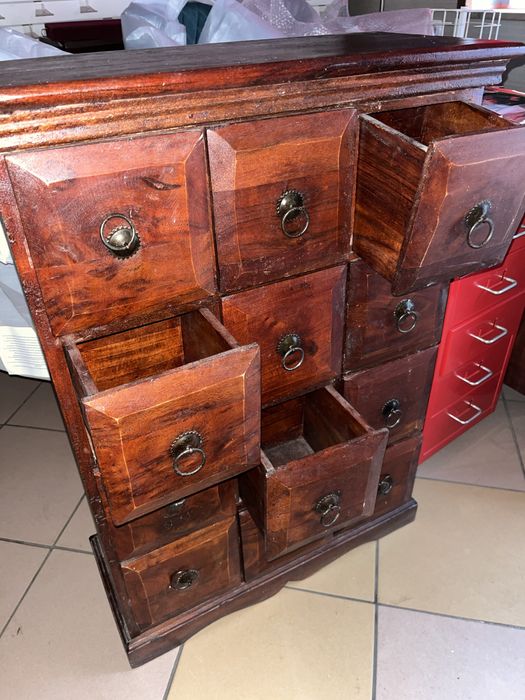 Komoda drewniana aptekarska apteczna dużo szufladek szuflad organizer