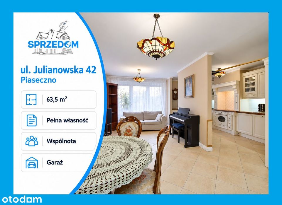 Mieszkanie 63,5m²✮2 pokoje✮Garaż✮Wspólnota✮Loggia✮