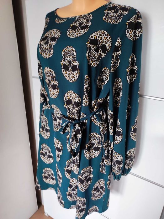 Shein r 3xl zielona sukienka w czaszki r 46 plus size