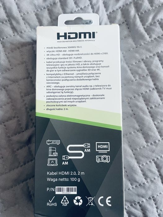 Nowy, fabrycznie zapakowany Kabel HDMI AM - HDMI AM długosc 2 m