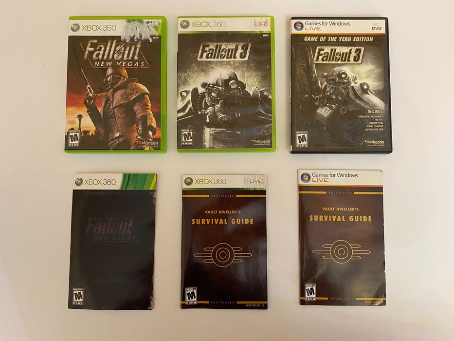 Американські видання Fallout 3 / Fallout New Vegas / Fallout 3 Game of The Year Edition — диски Xbox 360 та PC з мануалами