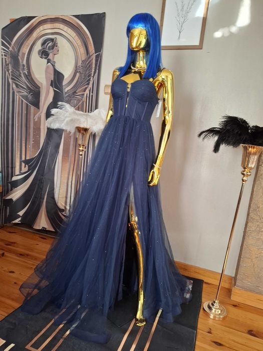 Suknia na studniówkę Princess Glossy Navy Gorset+tiul R40 Polski produ
