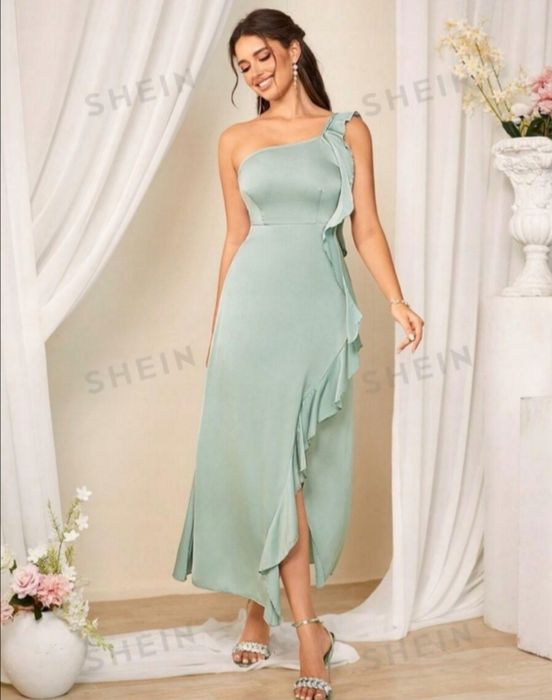 Elegancka sukienka mięta wesele S