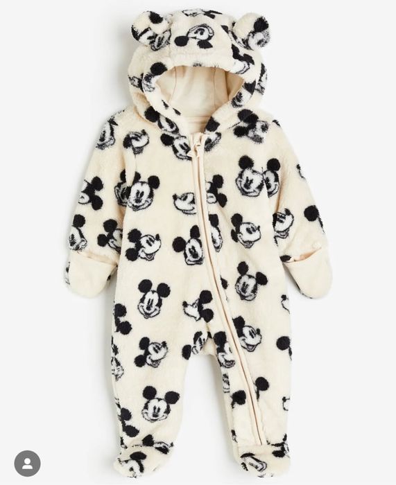 Молочний комбінезон тедді з принтом міккі маус hm
