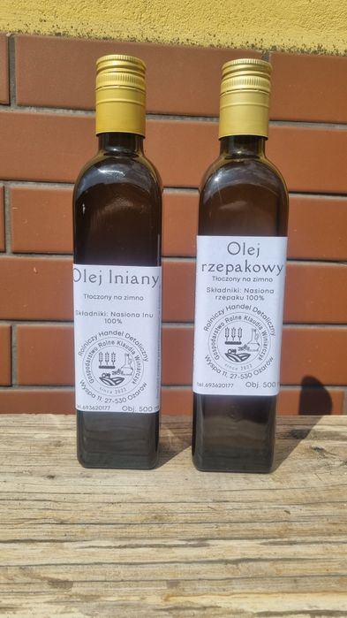 Olej lniany, rzepakowy tłoczony na zimno