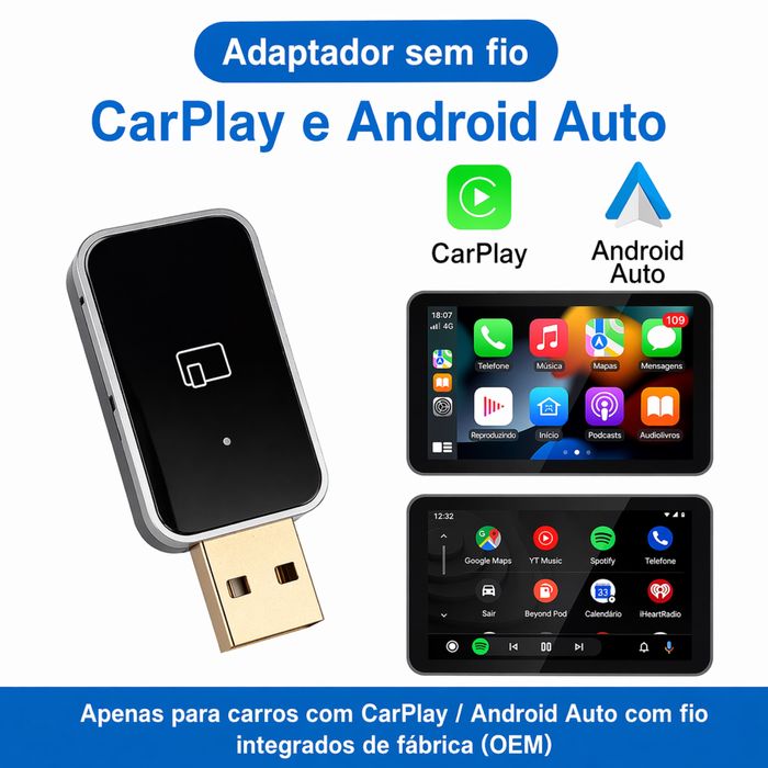 Adaptador sem fios Carplay & Android Auto 2026