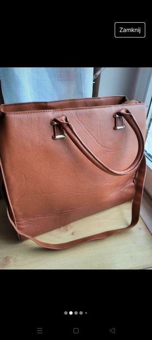 Duża torebka brązowa pasek na ramię 39/31/16cm