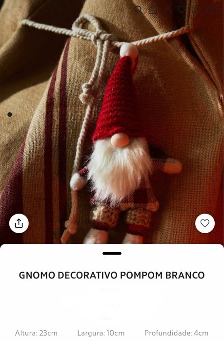 Gnomo Decorativo Pompom Branco Zara Home NOVO
