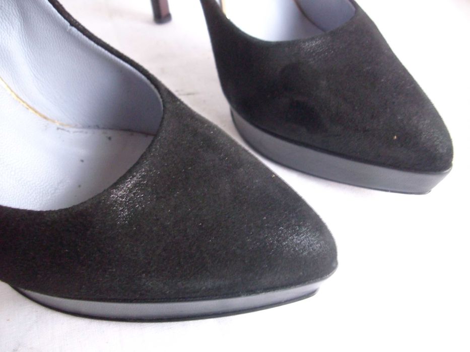 Gino Rossi skórzane zamszowe szpilki platforma szpic 36