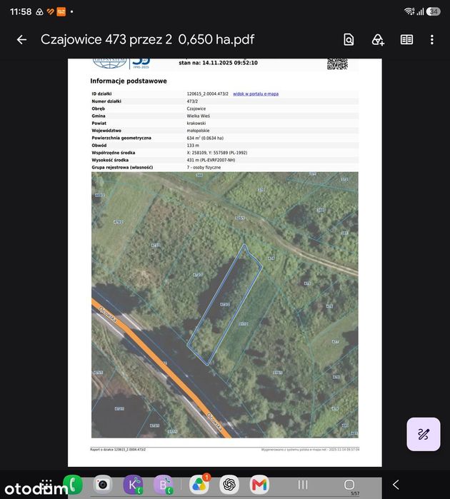 Sprzedam działkę rolna 634 m2