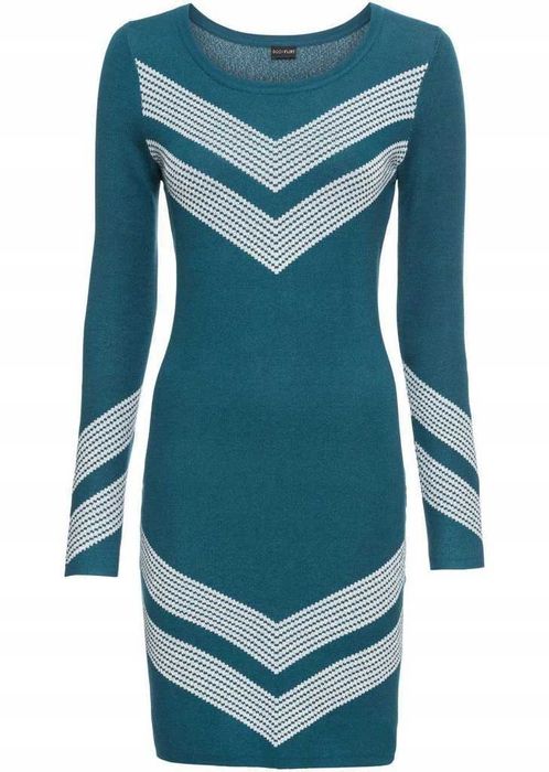 Śliczna Zielona Sukienka Wiskoza Ołówkowa Wygodna 32-34 S-XS Bon Prix