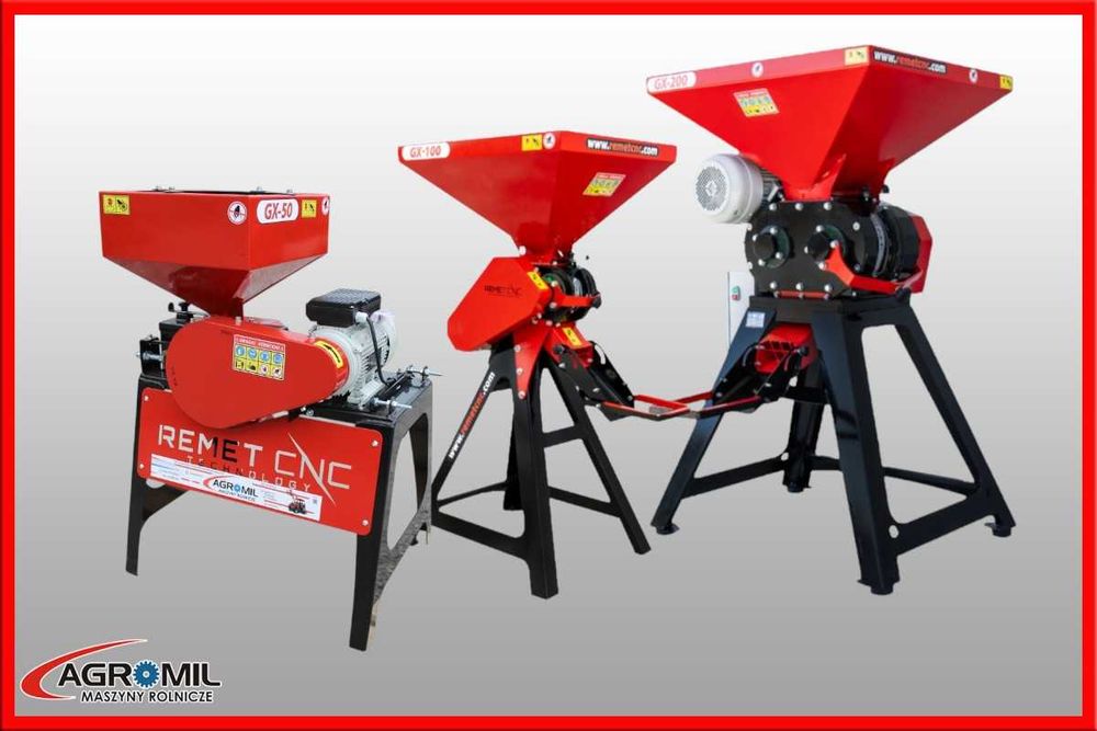 Gniotownik walcowy, zgniatacz ziarna zboża kukurydzy Remet promocja GX