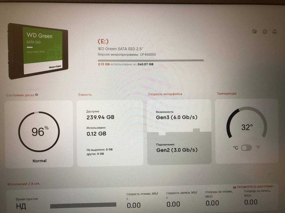 SATA SSD диск 240GB Western Digital Green