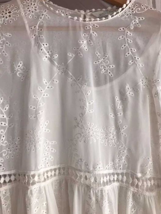 Zara koronkowa sukienka tunika koszula bluzka z halka boho M