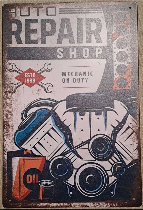 7 Placas Vintage Metalicas Decorativas 20 cm x 30 cm