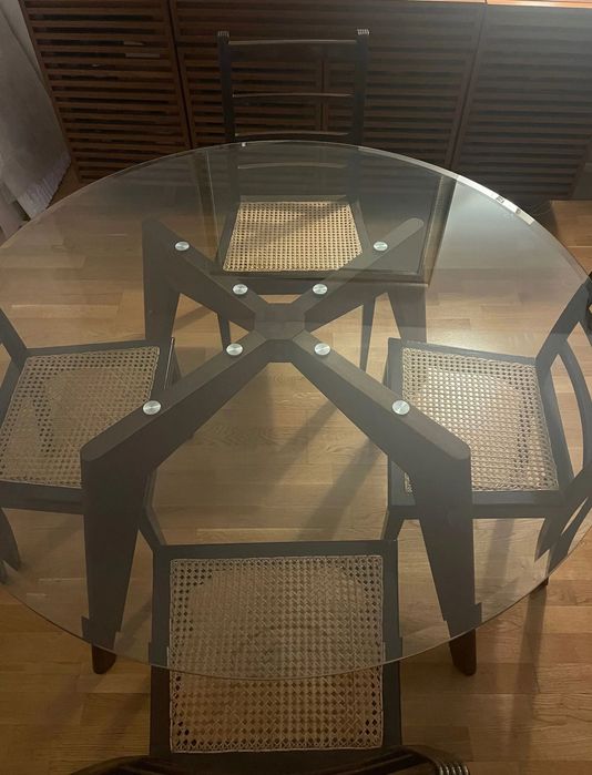 Mesa retro nogueira e vidro