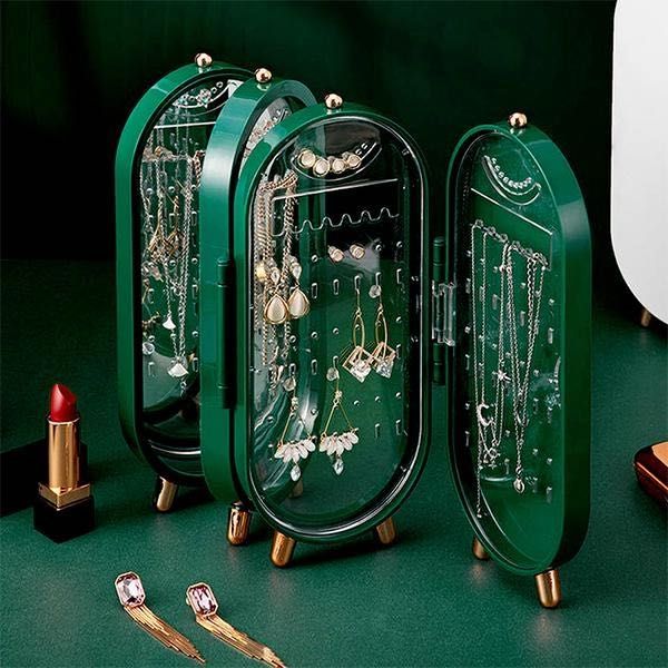 Шкатулка для хранения ювелирных украшений CX-9001 Зеленая, Белая