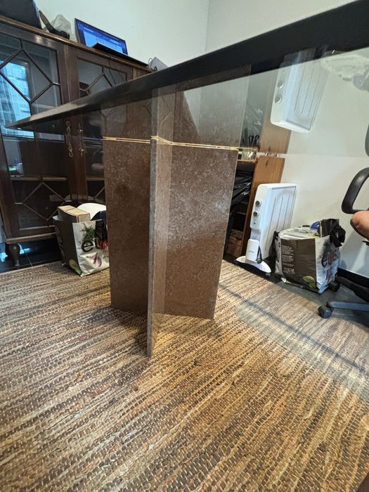 Secretária mármore e vidro