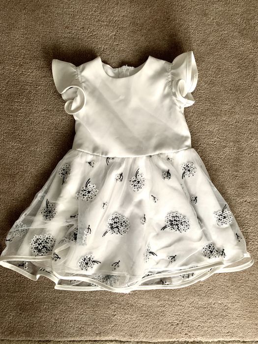 Letnia sukienka dla dziewczynki biała z podszewką