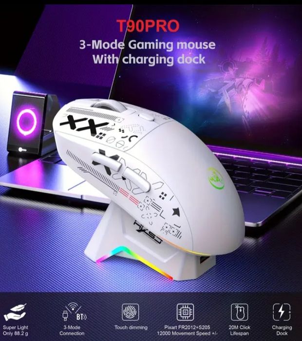 HXSJ T90Pro ігрова мишка з зарядною станцією